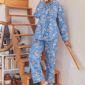 Tiger Queen Long Sleep Set in Cornflower Blue